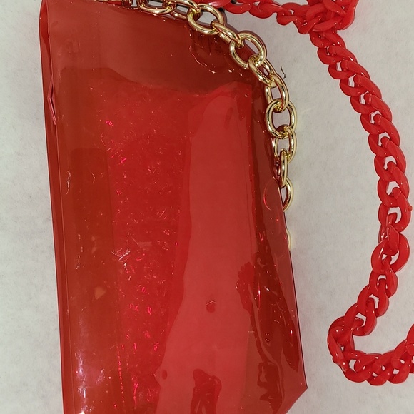 Burberry Red Gold Purse Bag Cosmetic Crossbody - Picture 4 of 9